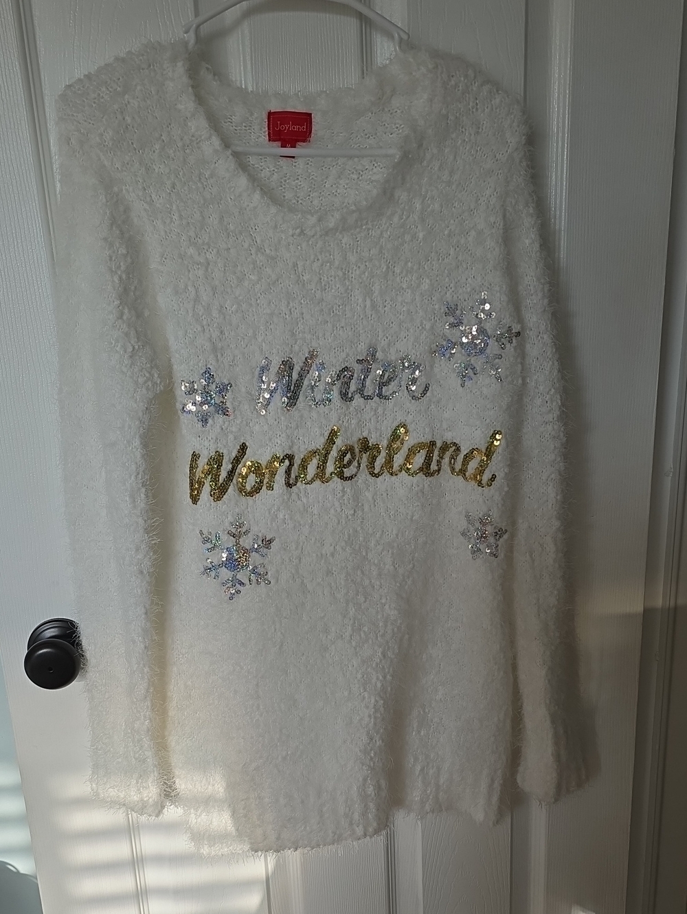 White "Winter Wonderland" Sequin Womens Sweater